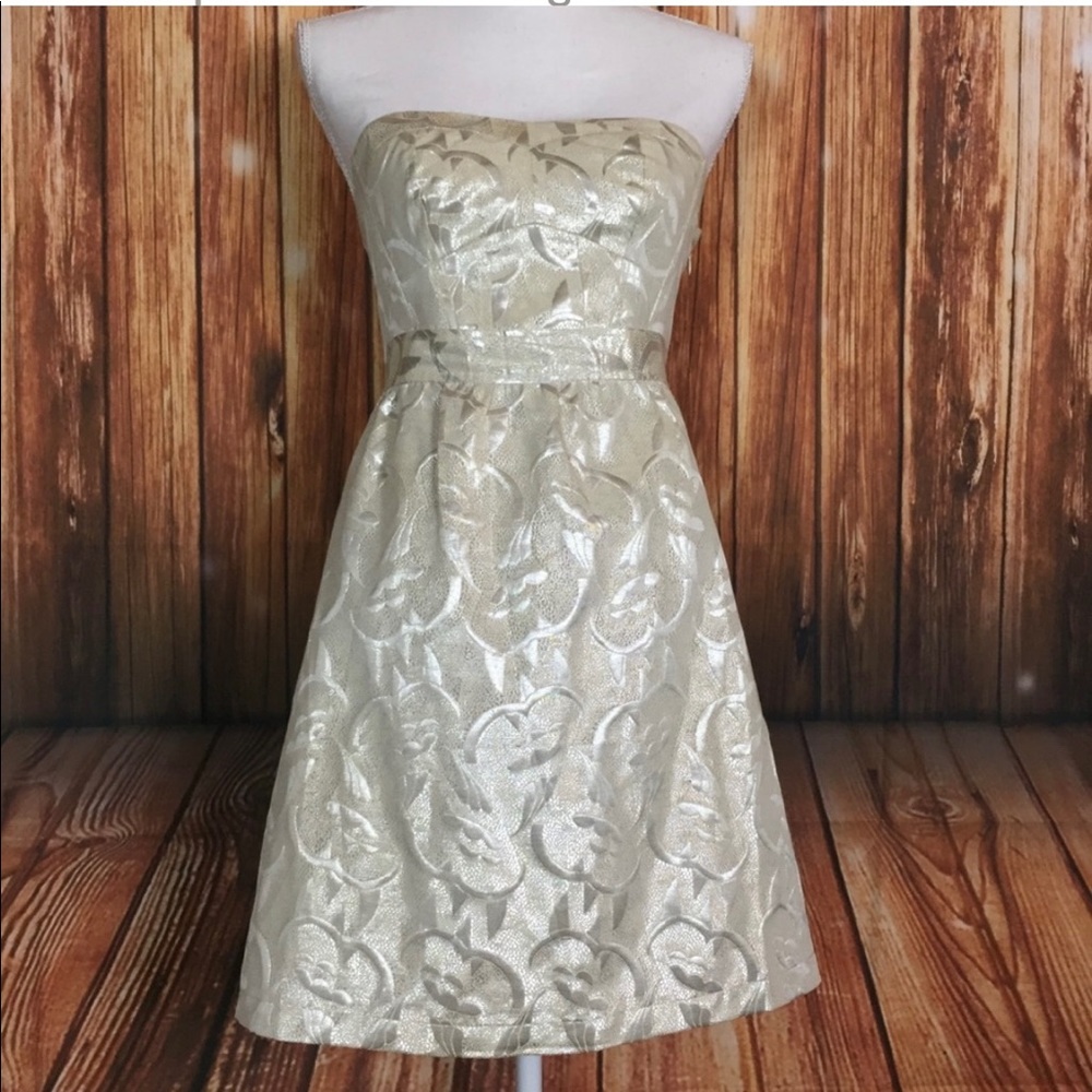 NWT Cream & Silver strapless mini dress size 0 - Picture 3 of 3